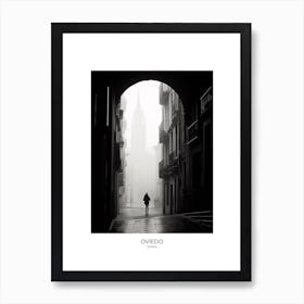 Poster Of Oviedo, Spain, Black And White Analogue Photography 1 Art Print