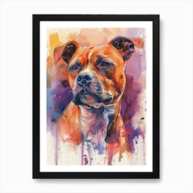 Staffordshire Bull Terrier Acrylic Painting 6 Art Print