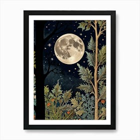 Moonlight In The Woods Style William Morris Art Print Art Print