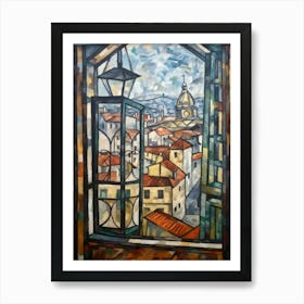 Window View Of Vienna Of In The Style Of Cubism 3 Art Print