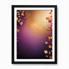 A Gradient Canvas Displaying A Purplish Pink To Gold Splash Against A Lavish Autumn Themed Backgroun (4) Art Print