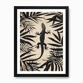 Lizard In The Leaves Block Print 5 Art Print