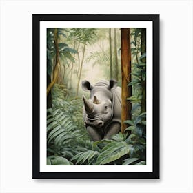 Rhino Deep In The Nature 3 Art Print