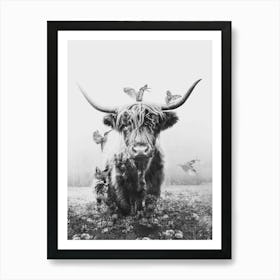 Highland Cow and Fox Art Print