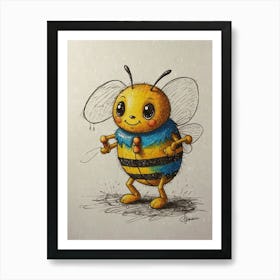 Bee Drawing 3 Art Print