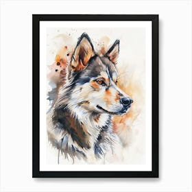 Siberian Husky Watercolor Painting 2 Art Print