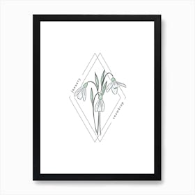 January Snowdrop Birth Flower Art Print