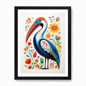 Scandinavian Bird Illustration Brown Pelican 1 Art Print