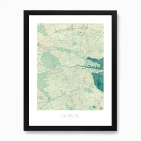 Dublin Map Vintage in Blue Art Print