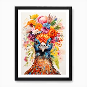 Bird With A Flower Crown Pheasant 8 Art Print