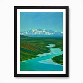 Denali National Park And Preserve United States Of America Blue Oil Painting 2  Art Print