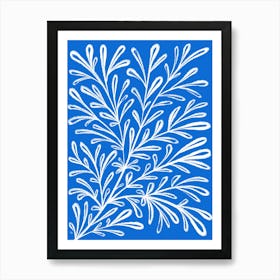 Blue White Plant Art Print