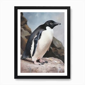 Adlie Penguin Stewart Island Ulva Island Oil Painting 2 Art Print