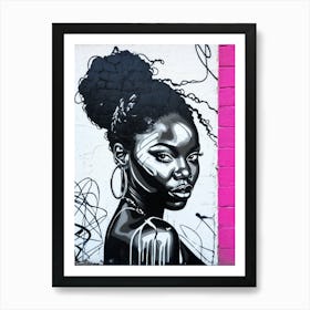 Graffiti Mural Of Beautiful Black Woman 286 Art Print