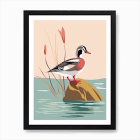 Minimalist Wood Duck 2 Illustration Art Print