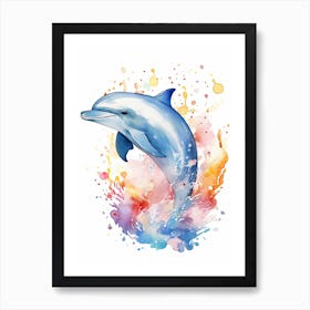 A Dolphin Watercolour In Autumn Colours 0 Art Print