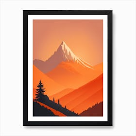 Misty Mountains Vertical Composition In Orange Tone 284 Art Print