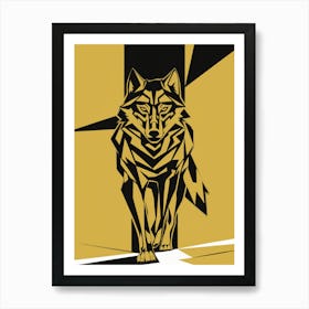 Wolf Yellow / Black Art Print