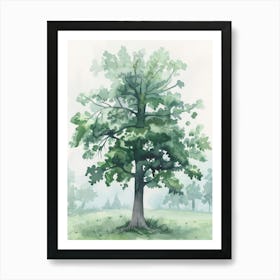 Alder Tree Atmospheric Watercolour Painting 1 Art Print