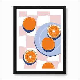 Food Illustration Oranges Pink Preppy Contemporary Kitchen Art Print