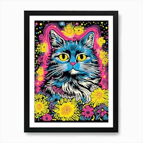 Galactic Whiskerdome, Psychedelic Cats series Art Print