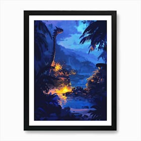 Dinosaurs In The Jungle 1 Art Print