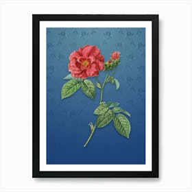 Vintage Apothecary Rose Botanical on Bahama Blue Pattern n.2562 Art Print