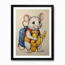 School Mouse 2 Art Print