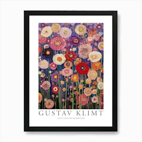 Gustav Klimt Print Flowers Red Poster Klimt Exhibition Poster Painting Flower Garden Poppies Art Print