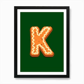 Gingerbread Christmas Letters Living Room Holiday Display Green 11 Art Print