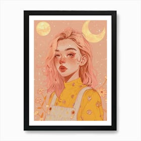 Natural Galactic Spiritual Women Pink Art Print