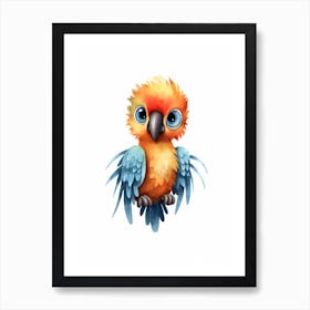 Watercolour Jungle Animal Baby Macaw 1 Art Print