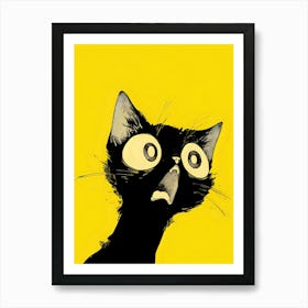 Black Cat With Big Eyes Art Print