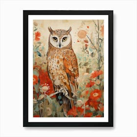 Owl 2 Detailed Bird Painting Art Print
