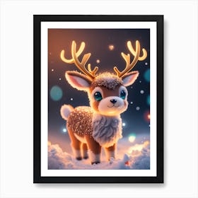 Reindeer In The Snow Art Print