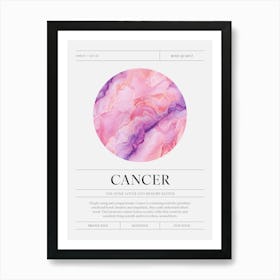 Cancer Zodiac Sign, Rose Quartz Birthstone Crystal Gem Poster