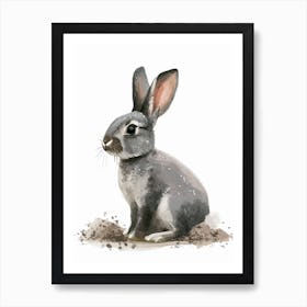 Blanc De Hotot Rabbit Nursery Illustration 4 Art Print