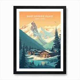 Poster Of Banff Sunshine Village   Alberta, Canada   Colorado, Usa, Ski Resort Illustration 3 Art Print