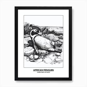 Penguin Sunbathing On Rocks Poster 2 Art Print