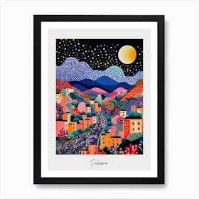 Poster Of Salerno, Italy, Illustration In The Style Of Pop Art 3 Art Print