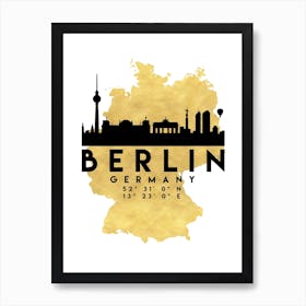 Berlin Germany Silhouette City Skyline Map Art Print