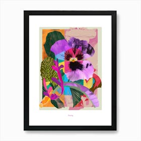 Pansy 3 Neon Flower Collage Poster Art Print