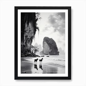 A Horse Oil Painting In Railay Beach, Thailand, Portrait 3 Art Print