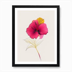 Hibiscus Floral Minimal Line Drawing 3 Flower Art Print