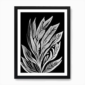 Oat Leaf Linocut Art Print