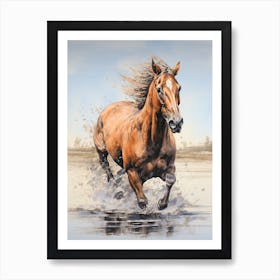 A Horse Painting In The Style Of Wet On Wet Technique3 Art Print