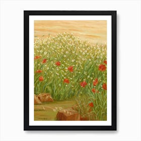 Daisies And Poppies Art Print