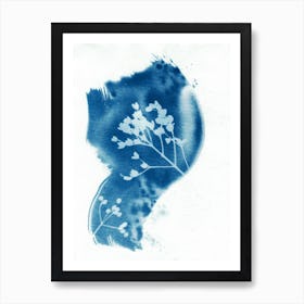 Abstract Botanical Blue Art Print