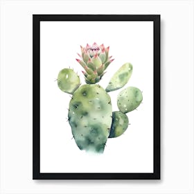 Nopal Cactus Watercolour Drawing 3 Art Print