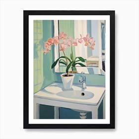 Bathroom Vanity Painting With A Orchid Bouquet 4 Art Print